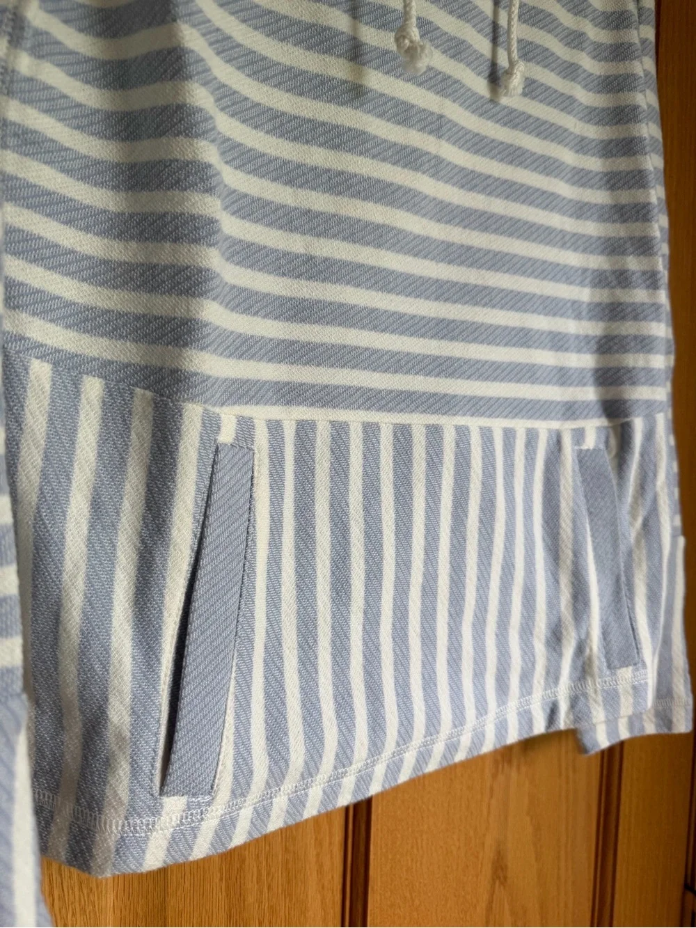 J.Crew Blue White Striped Cotton Knit Beach Pullover Hoodie Sweatshirt XXS NWT